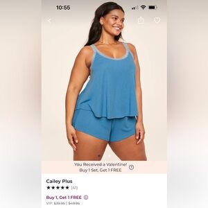 Adore Me Blue Pajama Set Sleeveless Top and Shorts